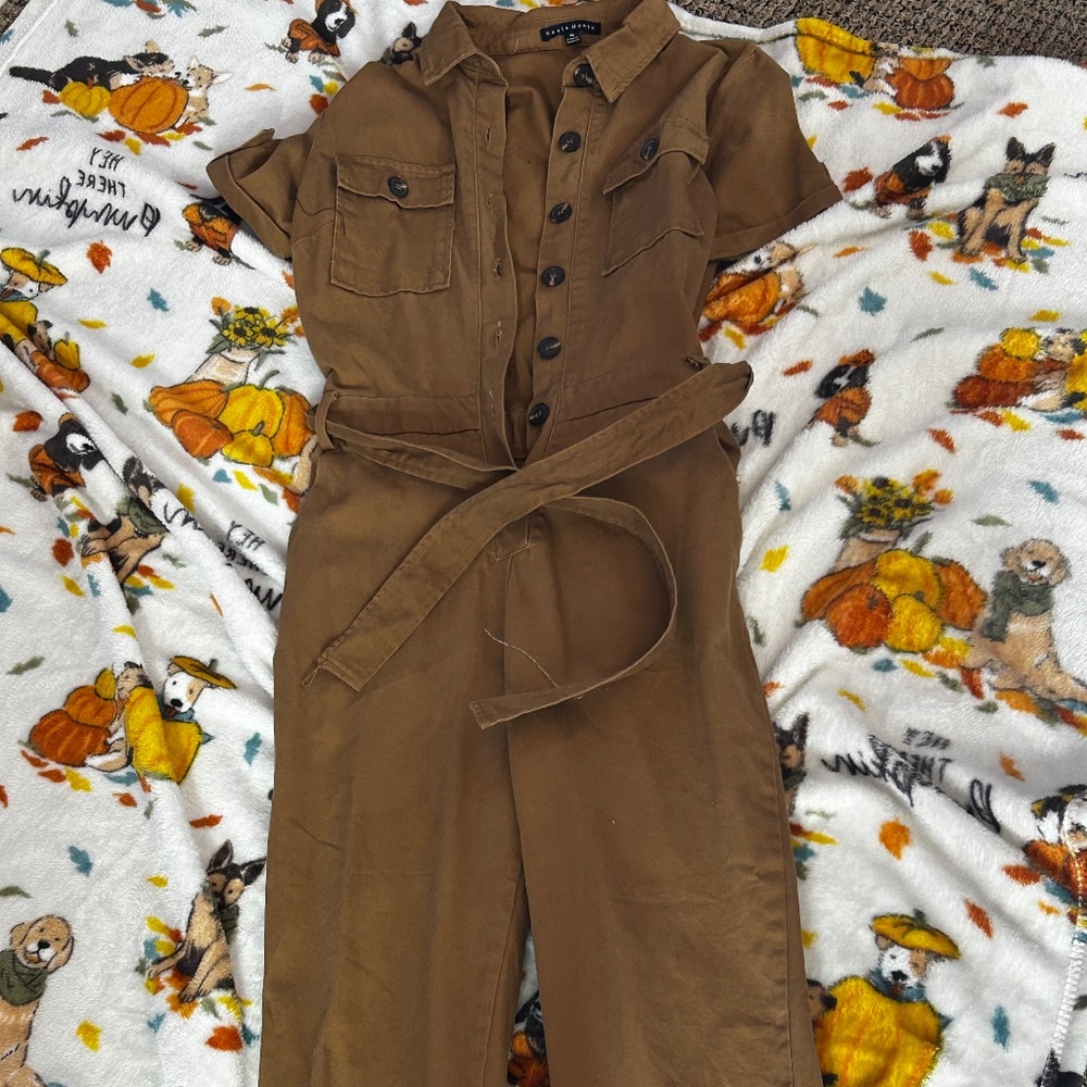 Cute Brown Button-Down Jumpsuit!
